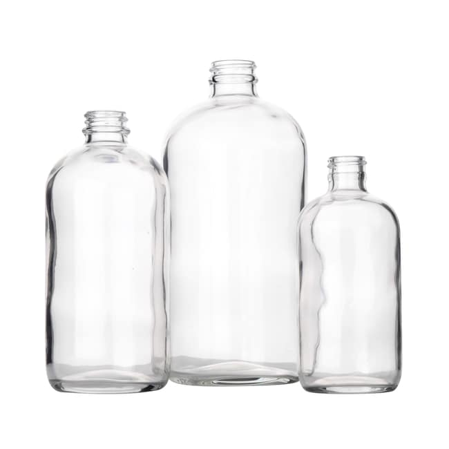 Fisherbrand™ Safety Coated Clear Boston Round Glass Bottles without